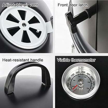 Charcoal Roast Duck Oven with Observation Window Steel Barbecue Grill with Various Accessories 360° Even Heating Triangular Stability for Roasting Duck, Turkey, Lamb, Pork, and Poultry