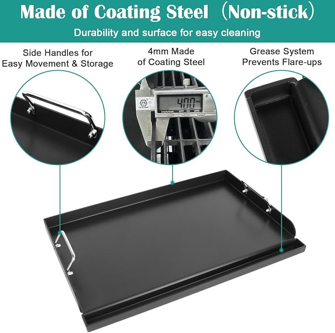 Universal Nonstick Coating Griddle for Gas Stove/Grill/Electric/Charcoal | 25"x16" Flat Top Griddle for Grills, Outdoor Cooking and Camping Grilling