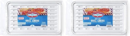 Kingsford® Heavy Duty Aluminum Grilling Foil Liners, 4ct | 14.75” x 9” Foil Grill Liners for Grilling, Cooking, and Steaming Extra Tough Grilling Accessories (Pack of 2)