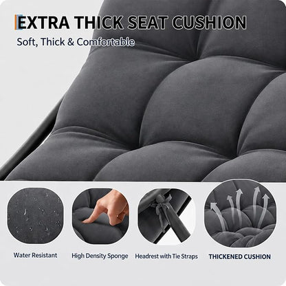Garvee Papasan Rocking Chair, Thick Cushion, 450 lb Frame, Walnut Brown | Gentle rocking motion and a roomy curved seat create a calm reading retreat for patios, balconies, bedrooms or living rooms.
