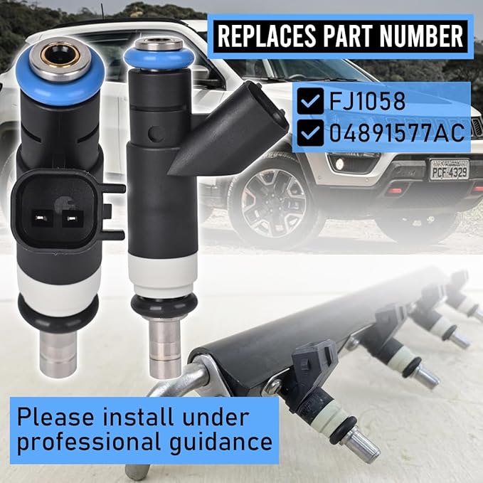 Set of 4 Fuel Injectors FJ1058 Fit for 2011-2014 Chrysler 200 Sebring Dodge Avenger Caliber Journey Je-ep Compass Patriot 2.0L 2.4L L4 Gas Engine 4 Hole Replaces OE# 04891577AC