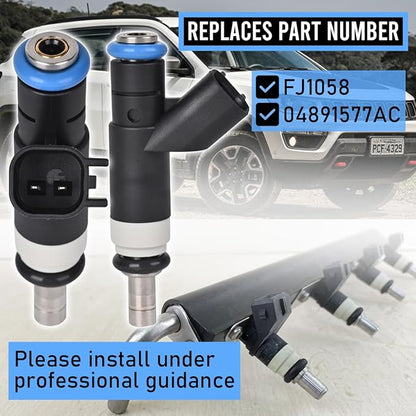 Set of 4 Fuel Injectors FJ1058 Fit for 2011-2014 Chrysler 200 Sebring Dodge Avenger Caliber Journey Je-ep Compass Patriot 2.0L 2.4L L4 Gas Engine 4 Hole Replaces OE# 04891577AC