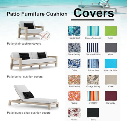 NettyPro Outdoor Cushion Slipcovers Waterproof 4 Pack Patio Chair Seat Cushion Covers with Zipper and Tie, 20 x 20 x 2 Inch, Replacement Cover Only