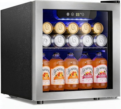Antarctic Star 48 Can Mini Beverage Refrigerator, 1.3 Cu.Ft Compact Drink Cooler with Glass Door, Adjustable Temp 40-61°F, Quiet Freestanding Wine & Soda Cooler for Home Office Dorm, LED Lit