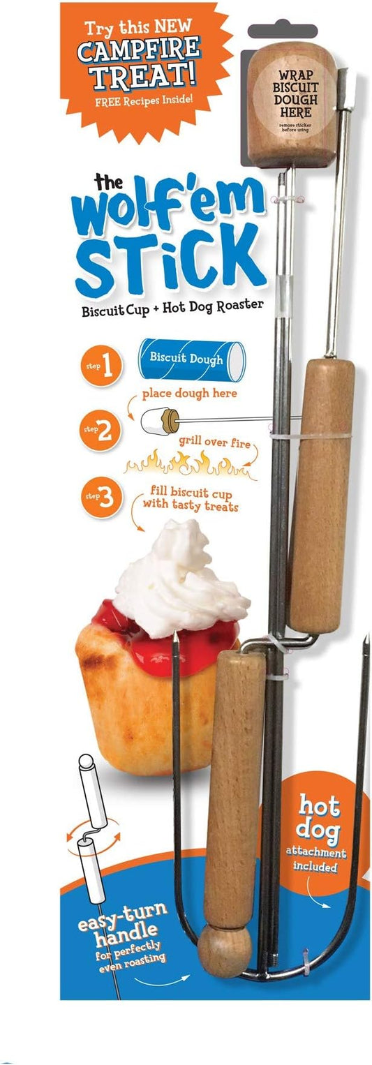 Wolf'em Marshmallow Roasting Stick - Multiple Cooking Attachments - Campfire Pie, S'More, and Hot Dog BBQ Roaster | Easy Spin Handles…