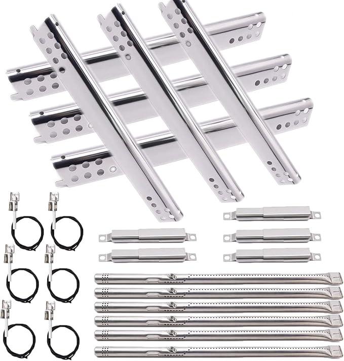 Criditpid Grill Replacement Parts for Charbroil Performance 6 Burner 463276517 463238218 463276617 463244819 463274419, 5 Burner 463347519 for Grill Heat Plates, Burner, Crossover Tube & Igniter.