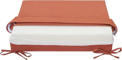 Magpie Fabrics Indoor Outdoor Cushion Cover Replacement 2 Pack, NO Insert! Water Repellent Slipcover with Ties Decor for Patio Garden Chair Sofa Bench Wicker(Coral, 24x22x4 Inch)