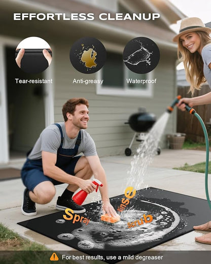 Non-Curl 60x40 inch Under Grill Mats for Outdoor Grill, Indoor Fire Pit Hearth Rugs for Fireplace, Double-Sided Fireproof, Oilproof & Waterproof BBQ Grill Mat, Easy to Clean,for Deck/Patio/Lawn