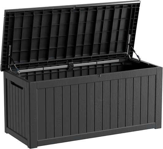 280 Gallon Resin Large Deck Box, Waterproof Outdoor Storage box for Patio Cushions, Garden Tools, Lockable (Black)