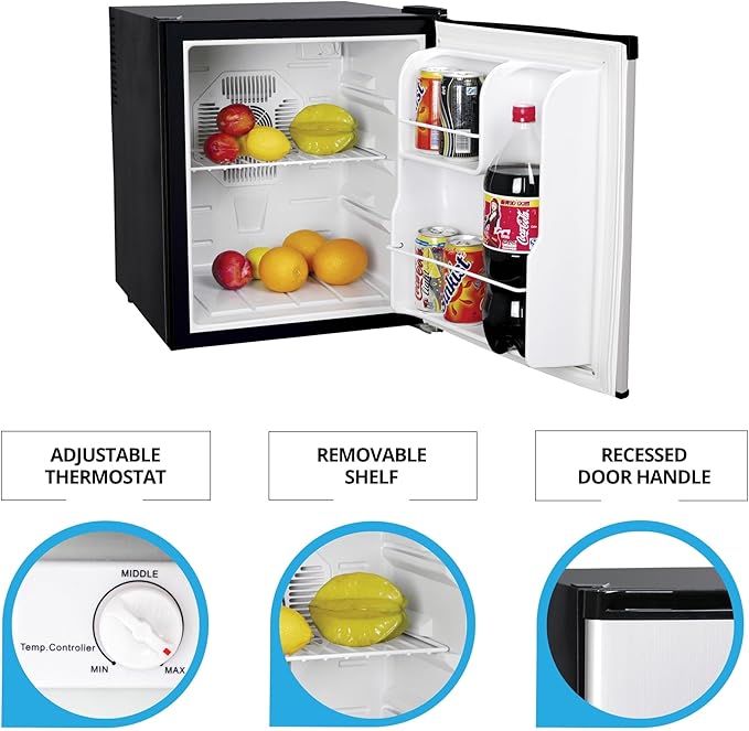 Koolatron Stainless Steel Compact Fridge with Freezer, 1.7 Cubic Feet (48 L) Capacity, Silver and Black, for Snacks, Frozen Meals, Beverages, Juice, Beer, Den, Dorm, Office, Games Room, or RV