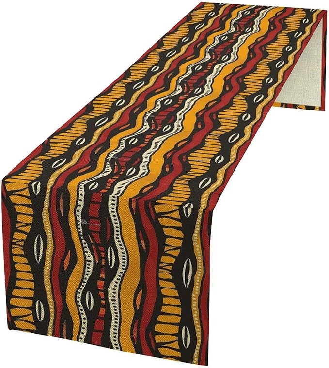 Black History Month Traditional African Tribal Table Runner Holiday Party Decoration Home Kitchen Island Dining Room Decor 13x60 Inch