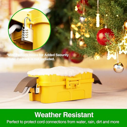 Flemoon 2 Pack IP55 Small Outdoor Electrical Box Waterproof for Power Strip | Inner 5.9 x 3.2 x 1.8inch, Extension Cord Cover with Detachable Awning Covers for Plug, Outlet, Holiday Lights, Yellow
