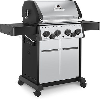 Broil King 865387 Crown S 490 4-Burner Natural Gas Grill with Side Burner and Rear Rotisserie Burner in Stainless Steel