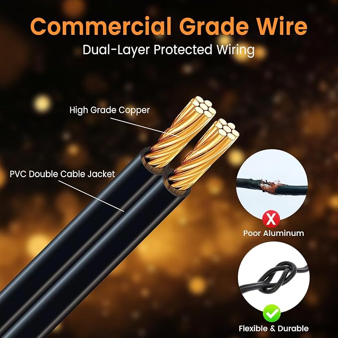 96ft Outdoor String Lights with Remote & Dimmer,48+4 Commercial Grade IP65 Waterproof Bulbs, 2700K Warm White,3 Lighting Modes & Timer,Includes 50 Cable Ties for Patio,Garden, Party（48FT*2）
