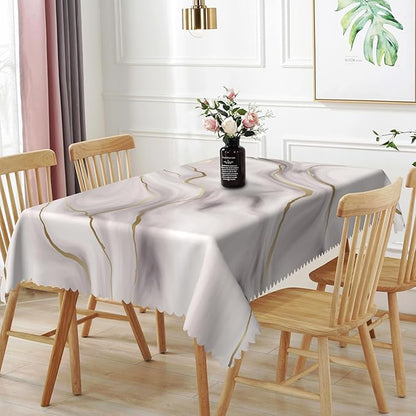 54x78inches Marble Rectangle Tablecloth Modern Ink Painting Gold Line Abstract Art Marble Texture Table Cloth Oil Proof Wipeable Table Cover for Dining Room Indoor Outdoor Party Picnic Patio