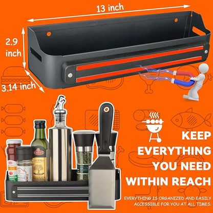 Strong Magnetic Grill Griddle Caddy for Blackstone, Heavy Duty Griddle Caddy Magnetic Holder, Space Saving Grill Organizer Accessories for Refrigerator Traeger Pit Boss Camp Chef Z Grills Smoker
