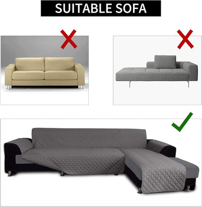Easy-Going Sofa Slipcover L Shape Sofa Cover Sectional Couch Cover Furniture Protector Mat for Pets Dog Cat (X-Large,Gray/Gray) | Soft Sofa Slipcover For Dogs, Fits Left/Right Chaise Lounge Protector, Water Resistant Mat For Living Room