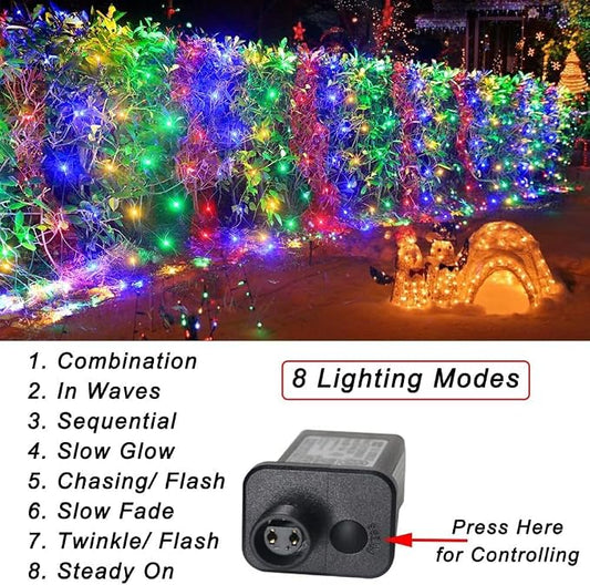 Pooqla Colorful Net Lights, 28x 5ft Christmas Lights Outdoor Clear Wire | 510 LED Large Net Mesh Lights Plug in, 8 Modes Waterproof Connectable Bushes Lights for Christmas Hedge Yard Decor