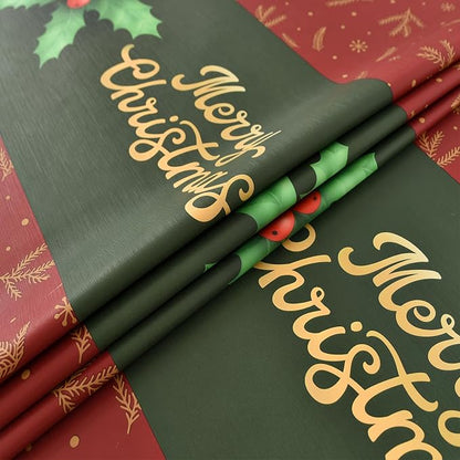Christmas Tablecloth Heavy Duty Vinyl Red 54x54 inch Rectangle Christmas Table Cloth Reusable Waterproof Foldable Plastic Tablecloths PVC Xmas Table Cover for New Year Party Decor