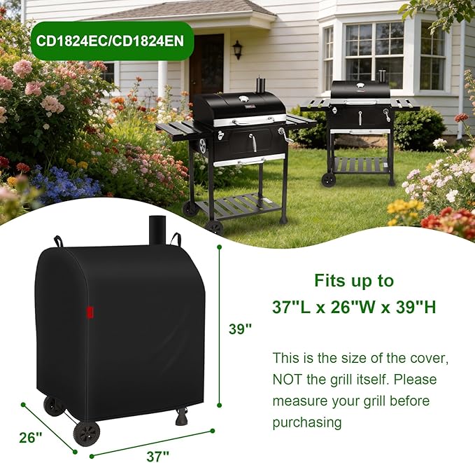 Outdoor Grill Cover Fits Royal Gourmet CD1824EN/CD1824EC Charcoal Grill, Waterproof 600D Heavy Duty Barrel Grill Cover, Fade Resistant & Rip-Proof BBQ Grill Covers for CD Series.