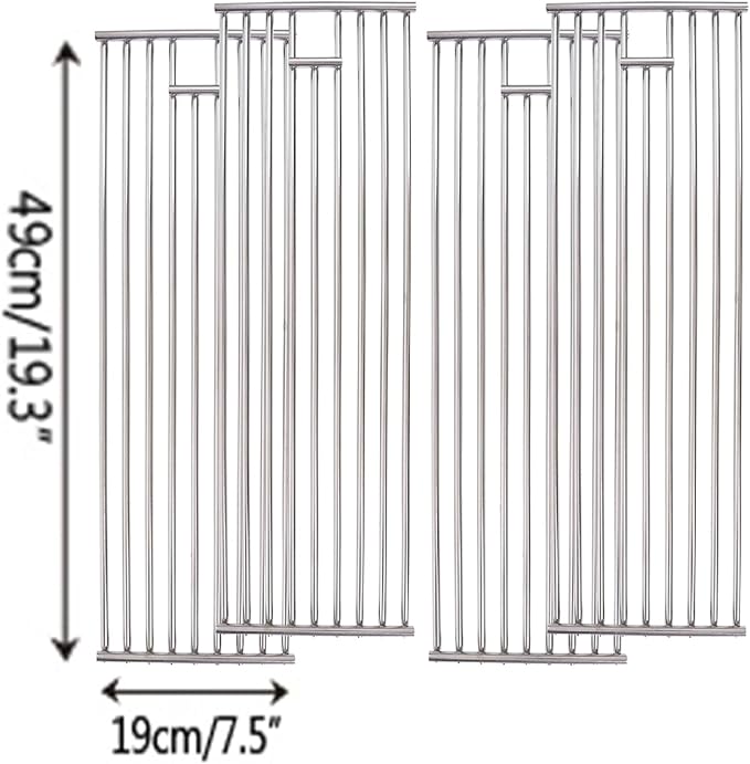 J&HYBBQ 4Pcs Stainless Steel Grill Grate 19 1/4 x 7.5 Inch, 7.8 mm Rod BBQ Grill Grate Compatible with Bull Angus, Brahma, Outlaw, Steer Premium, Lonestar Select, 7 Burner Premium, Lion Premium