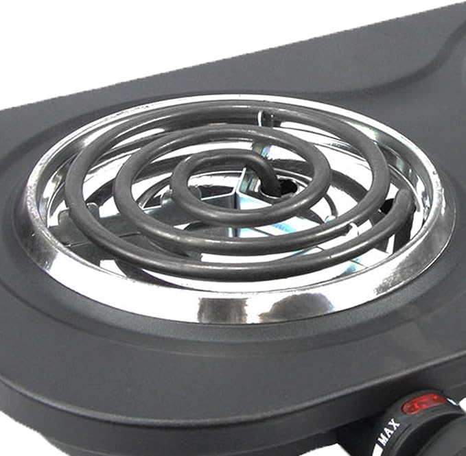 1500W Electric Double Burner Hot Plate with Adjustable Temperature Controls, Black