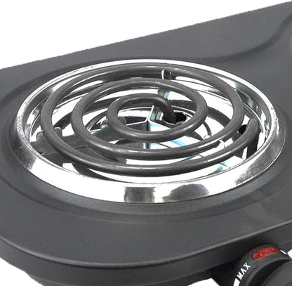 1500W Electric Double Burner Hot Plate with Adjustable Temperature Controls, Black