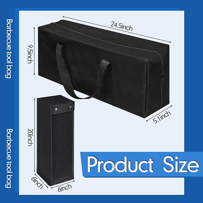 Amylove 2 Sizes Grill Utensil Storage BBQ Tool Bag 24.5" x 9.5" x 5" Large Capacity Grill Accessory Storage Waterproof Grilling Utensil Holder Outdoor BBQ Picnic Cooking Tools for Camp Barbecue