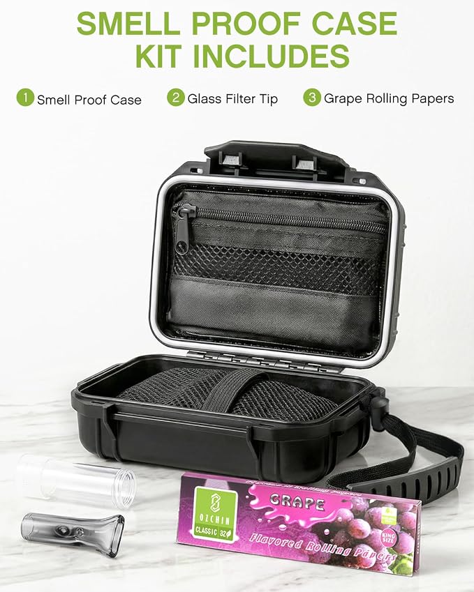OZCHIN Storage Box - Hard Shell Joint Case, Waterproof & Airtight Storage Box with Activated Carbon Lining - Portable Odorless Box for Travel, Hiking & Outdoor
