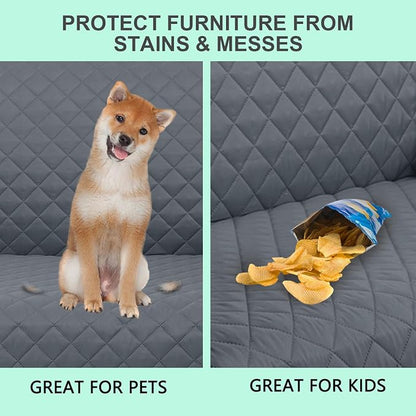 Reversible Chair Covers for Recliner Oversized, Dark Blue | Recliner Oversized Covers for Living Room with Elastic Straps, Water Repellent, Chair Protectors Covers for Dogs