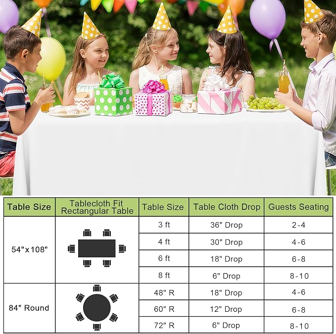 Smiry Disposable Table Cloth 3 Pack, 84 Inch Round Waterproof Plastic Tablecloth, Decorative Round Table Covers for Party, Birthday, Picnic, White