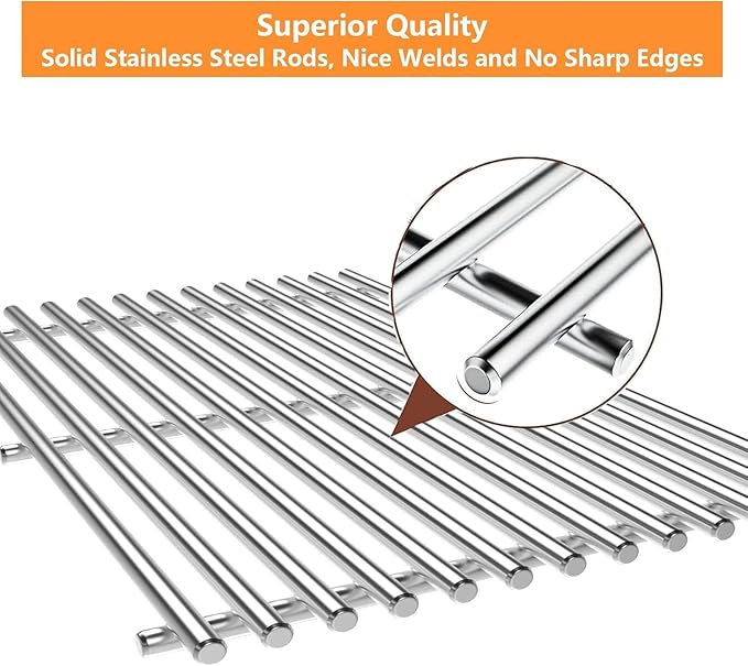 Hisencn Replacement Parts for Master Forge 1010037 1010048 Gas Grill Models, Stainless Steel Burners, Stainless Heat Plates Tent Shield and Cooking Grids Grill Grate Repair Kit