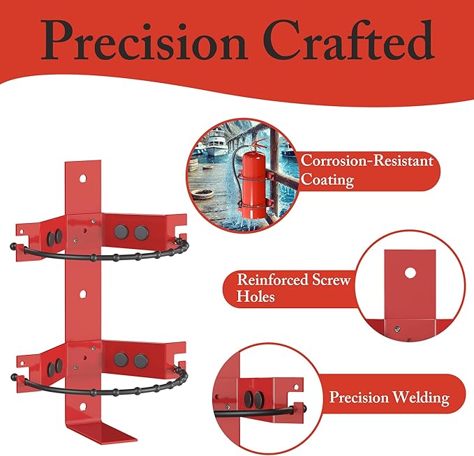 Premium Fire Extinguisher Mount Bracket 2-Pack - Fit for 2.5&5lb Extinguishers, Heavy-Duty & Easy Installation - Ideal for Home, RV, Vehicle, Boat, Marine & Commercial Use - Secure & Durable Holder