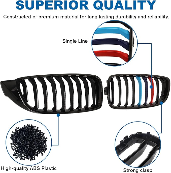 F32 Grille - Front Kidney Grill Color Grille Compatible With 2014-2020 BMW 4 Series F32/F33/F36 428i 430i 435i 440i 2015-2019 F82 F83 M4 3 Series F80 M3 ABS Single Slat