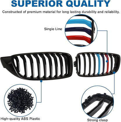 F32 Grille - Front Kidney Grill Color Grille Compatible With 2014-2020 BMW 4 Series F32/F33/F36 428i 430i 435i 440i 2015-2019 F82 F83 M4 3 Series F80 M3 ABS Single Slat