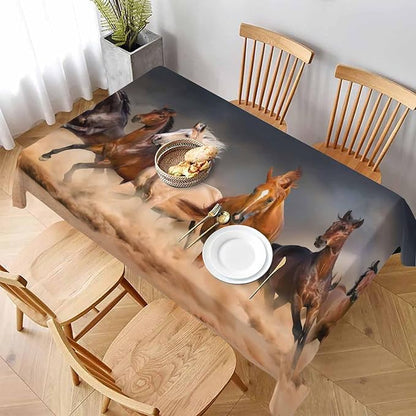 TKS MITLAN Horse Decorative Rectangle Tablecloth Horse Herd Run in Desert Sand Storm Polyester Table Cloths Kitchen Table Cover for Dining BBQ Picnic Coffee Table 60 x 84 Inch 6-8 Seats