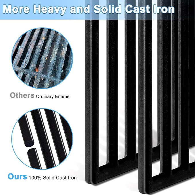 Grill Replacement Parts for Nexgrill 5 Burner 720-0888N, 720-0888, 4 Burner 720-0830H, 17 Inch Cast Iron Cooking Grates, Stainless Steel Burners Tubes, Heat Plate Shields, Electronic Ignitors.