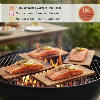 9 Pack Western Red Cedar Planks for Grilling Salmon, 7"x3.7" Grilling Planks, BBQ Accessories for Grilling