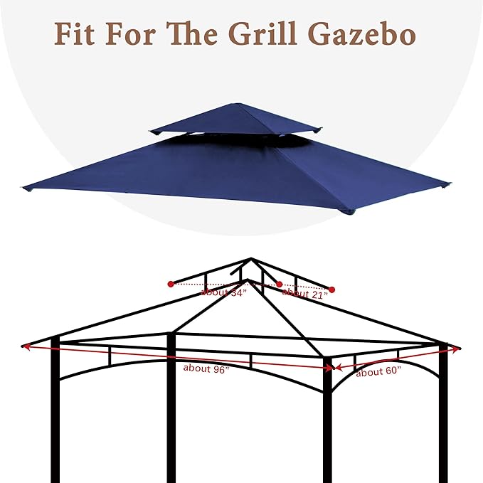 SCOCANOPY Grill Gazebo Replacement Top Compatible with Aldi Gardenline Belavi Shoprite Grill Gazebo,for Model Number: 822694,31937-17,21581,43472,812576(Navy Blue)