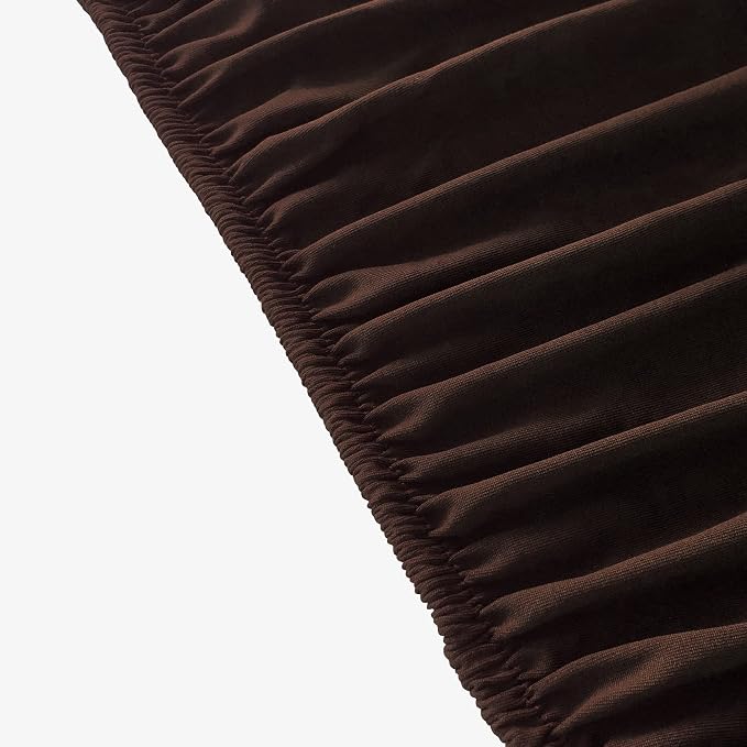 NEWISHER Round Stretch Spandex Fitted Table Cover Brown 48 inch Tablecloth | Fitted Tablecloth, Spandex Stretch Table Cloth, Elastic Edged Tablecloth, Table Top Cover, Tablecloth for Dining Picnic Patio