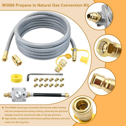 Propane to Natural Gas Conversion Kit Compatible with weber genesis, genesis II, spirit and spirit II, etc Grills,15FT 1/2" Natural Gas Conversion Kit with Regulator for weber Grills, 1-Year Warranty