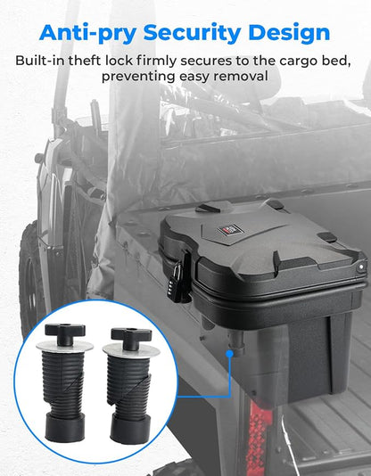 KEMIMOTO UPGRADED Anti-Theft Bed Storage Box Compatible with Ranger | 5.5GAL Cargo Box,21L Toolbox,Compatible with Polaris Ranger 1000 XP 900 800 700 570 500 (2013-2026)/General 1000