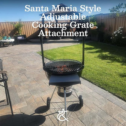 Ash & Ember Santa Maria Style Adjustable Cooking Grate Attachment, Fits 24" Kettle-Style Grills, Open Flame Campfire Cooking Grate, Outdoor Grill Cooking Accessories