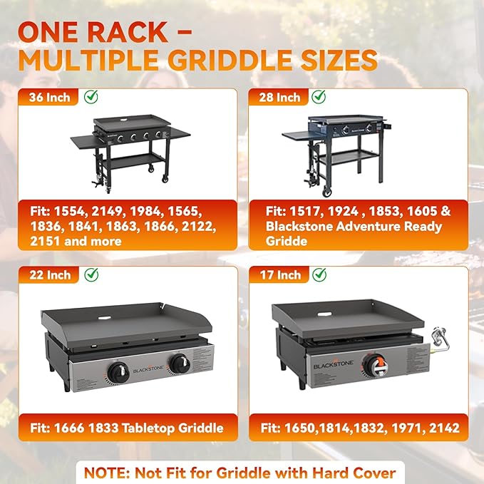 Griddle Warming Rack for Blackstone Griddle, Adjustable Griddle Accessories Cooling Warmer Rack for Black stone Weber and Most Tabletop Flat top 17 22 28 36 Inch Gas Grills