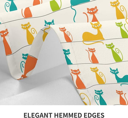 Mid Century Modern Cats Table Cloth, Cute Tablecloth Waterproof, Kitchen Dining Room Decorative Table Cover for Party Decorations Outdoor and Indoor, Rectangular 54x72 Inch