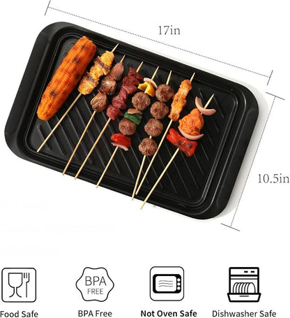 TP 17" x 10.5" Grilling Prep and Serve Trays, Set of 2, Black&White | Melamine BBQ Trays, Serving Platters for Meats, Raw and Cooked Food Separation, Grill Accessories, Break-resistant