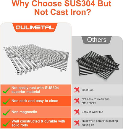 QuliMetal 7525 Grill Grates 7537 Flavorizer Bars for Weber Genesis Silver B/C,Genesis Gold Platinum B/C,Weber Spirit 300 with Side Knobs,Spirit 700,Grill Parts for Weber Spirit 900