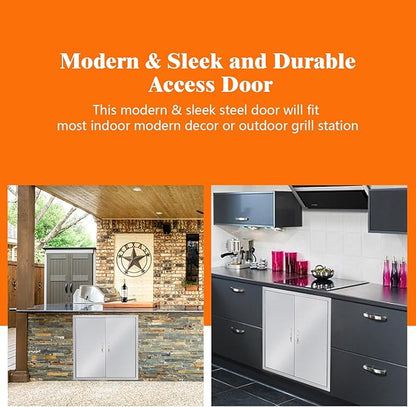 Outdoor Kitchen Doors 24" W x 24" H, Stainless Steel BBQ Access Doors, Flush Mount BBQ Door for Outside Kitchen Grilling Station, Barbeque Oven Island, Storage Cabinet Door