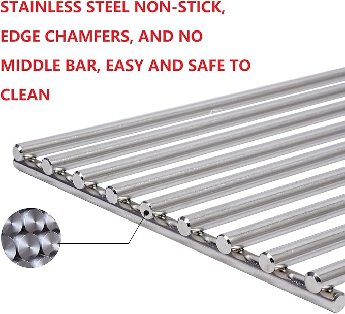 J&HYBBQ 4Pcs Stainless Steel Grill Grate 19 1/4 x 7.5 Inch, 7.8 mm Rod BBQ Grill Grate Compatible with Bull Angus, Brahma, Outlaw, Steer Premium, Lonestar Select, 7 Burner Premium, Lion Premium