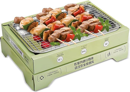 Disposable Barbecue Grill Charcoal Grill Simple Installation Portable Grill High Stability Non-Slip Even Heat Conduction Green